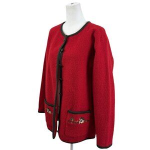 Vintage Japon et Chine Wool Cardigan – Red Folk Cottage/Western Embroidery